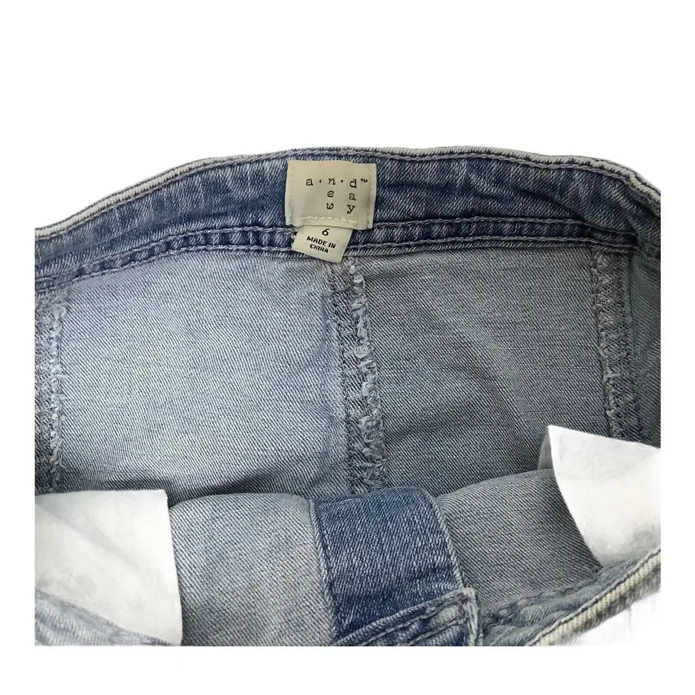 a.n.d e.a.w.y Skirt Light Blue Straight Pencil Mini Button Up Size 6 Women Denim